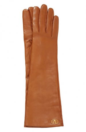 Кожаные перчатки Valentino. Цвет: коричневый