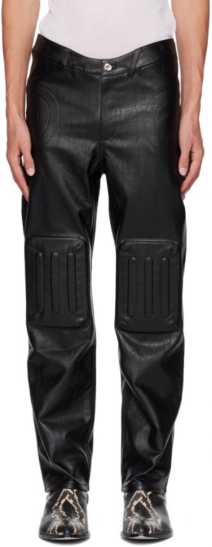 Черные брюки из искусственной кожи с тиснением Juntae Kim