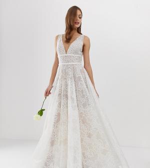 Эксклюзивное свадебное платье с декоративной отделкой Bronx & Banco-Белый and Banco