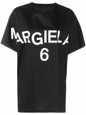 Футболка с логотипом MM6 Maison Margiela. Цвет: черный