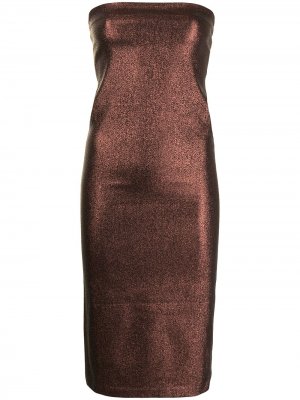 Платье миди без бретелей Gucci Pre-Owned. Цвет: коричневый