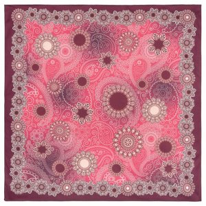 Платок ,80х80 см, бордовый, розовый Павловопосадская платочная мануфактура. Цвет: розовый/бордовый