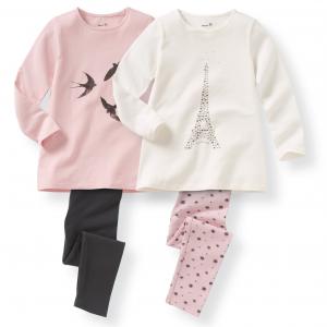 Комплект из 2 пижам, 2-12 лет La Redoute Collections. Цвет: розовый + белый