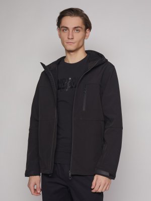 Куртка-ветровка с капюшоном zolla. Цвет: черный