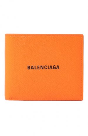 Кожаное портмоне Balenciaga. Цвет: оранжевый