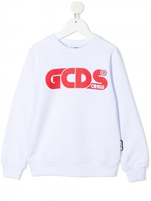 Толстовка с круглым вырезом и логотипом Gcds Kids. Цвет: белый