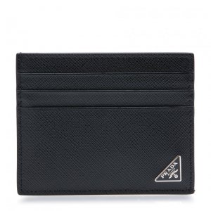 Картхолдер PRADA Leather card holder, черный