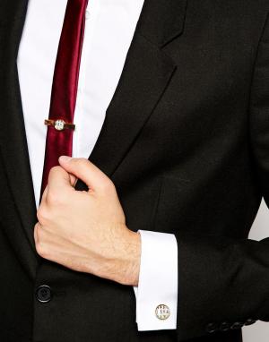 Запонки и зажим для галстука с насекомыми ASOS. Цвет: коричневый