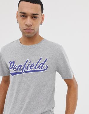 Серая меланжевая футболка с круглым вырезом и логотипом на груди Mendona-Серый Penfield