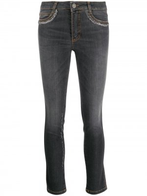 Декорированные джинсы скинни Ermanno Scervino. Цвет: черный