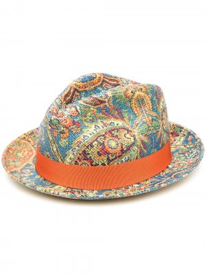 Шляпа-федора с принтом пейсли Etro. Цвет: синий