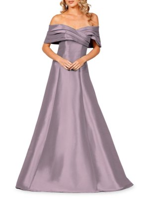 Плиссированное платье А-силуэта с открытыми плечами , цвет Mauve Terani Couture