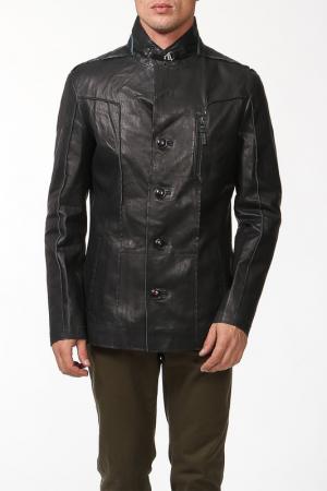 Куртка кожаная ALFREDO GALLIANO. Цвет: темно-синий