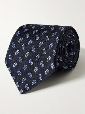 Шелковый галстук с жаккардовым узором пейсли 8,5 см ETRO, нави Etro