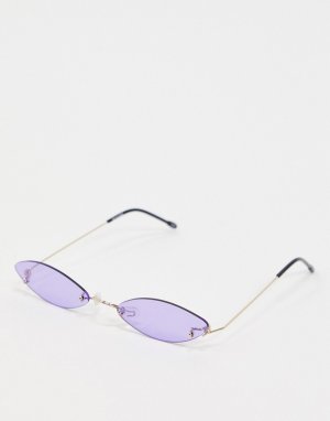 Лавандовые овальные очки в стиле 90-х без оправы -Фиолетовый ASOS DESIGN