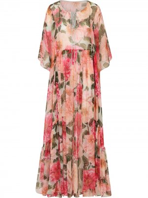 Платье макси с цветочным принтом и складками Dolce & Gabbana. Цвет: розовый