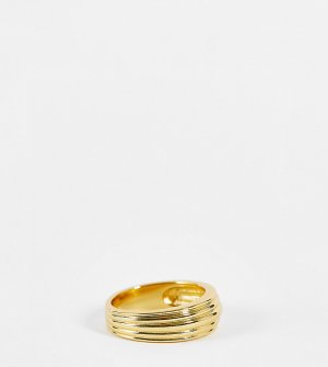 Позолоченное кольцо с рельефными полосками -Золотистый Orelia