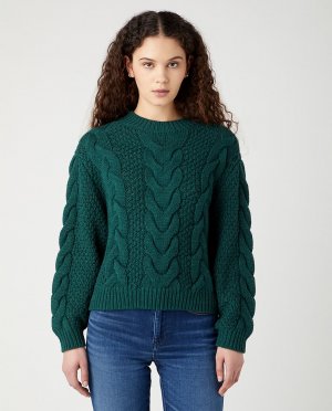 Женский плетеный свитер с круглым вырезом , темно-зеленый Wrangler. Цвет: зеленый