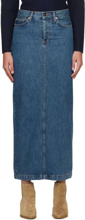 Джинсовая длинная юбка цвета индиго Wardrobe.Nyc