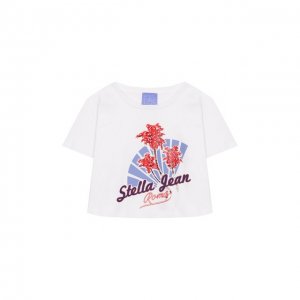 Хлопковая футболка Stella Jean Kids. Цвет: белый