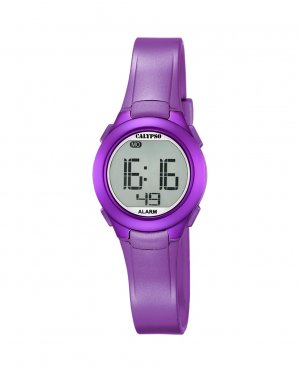 K5677/2 Crush фиолетовые женские часы из каучука , фиолетовый Calypso